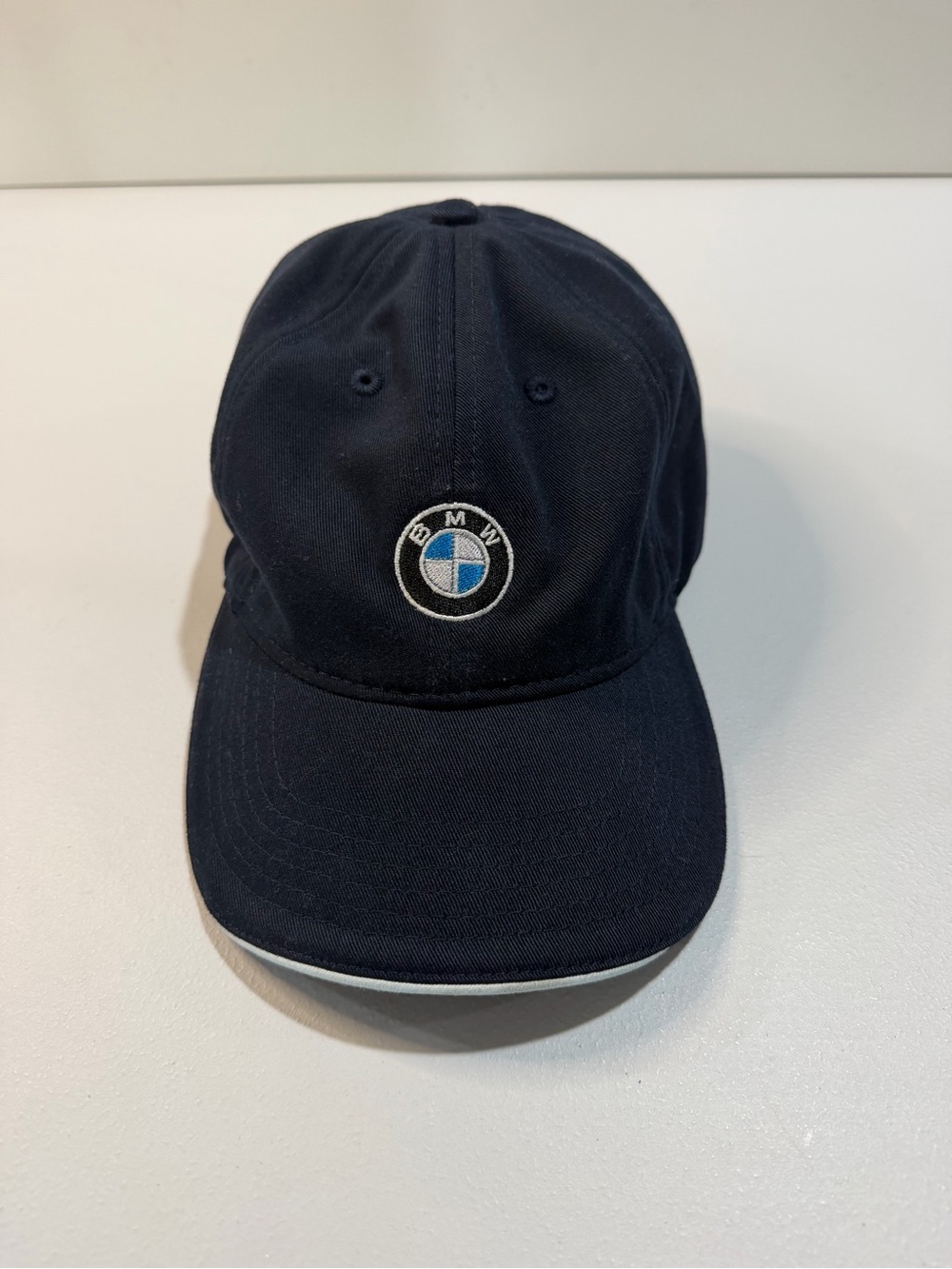 BMW Men's Navy Blue Embroidered Logo Cap